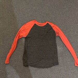 Hurley Long Sleeve Tee - Dark Gray and Bright Red